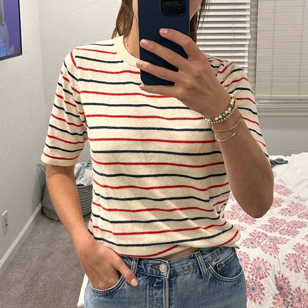 Striped terry cloth shirt